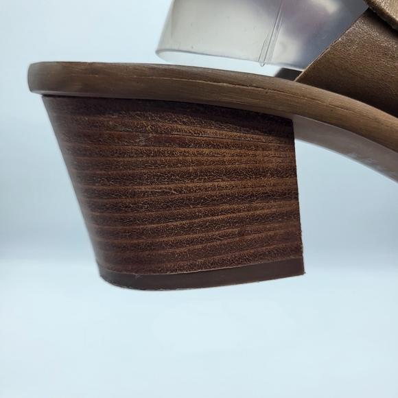 Barbara Barbieri tan leather block heel open toe sling back sandals Sz 37 - Picture 7 of 15